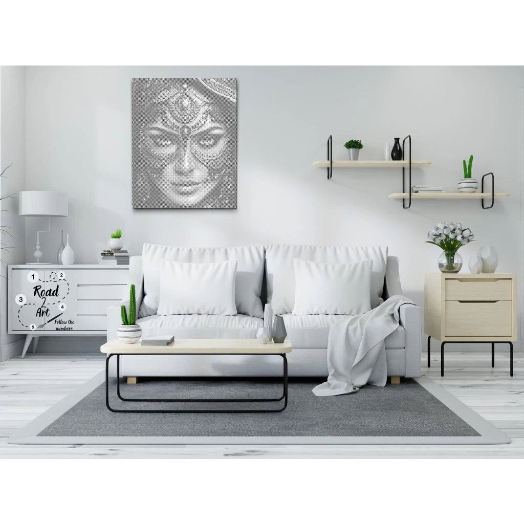 Punktmalerei Leinwand – weibliches Gesicht mit Juwelmaske im arabischen Stil