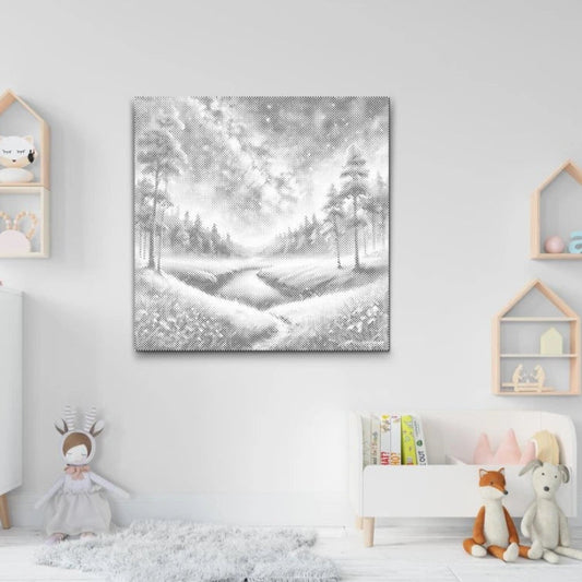 Dot Painting Nachtlandschaft – Punktmalerei Motiv mit nächtlicher Landschaft & Sternenhimmel