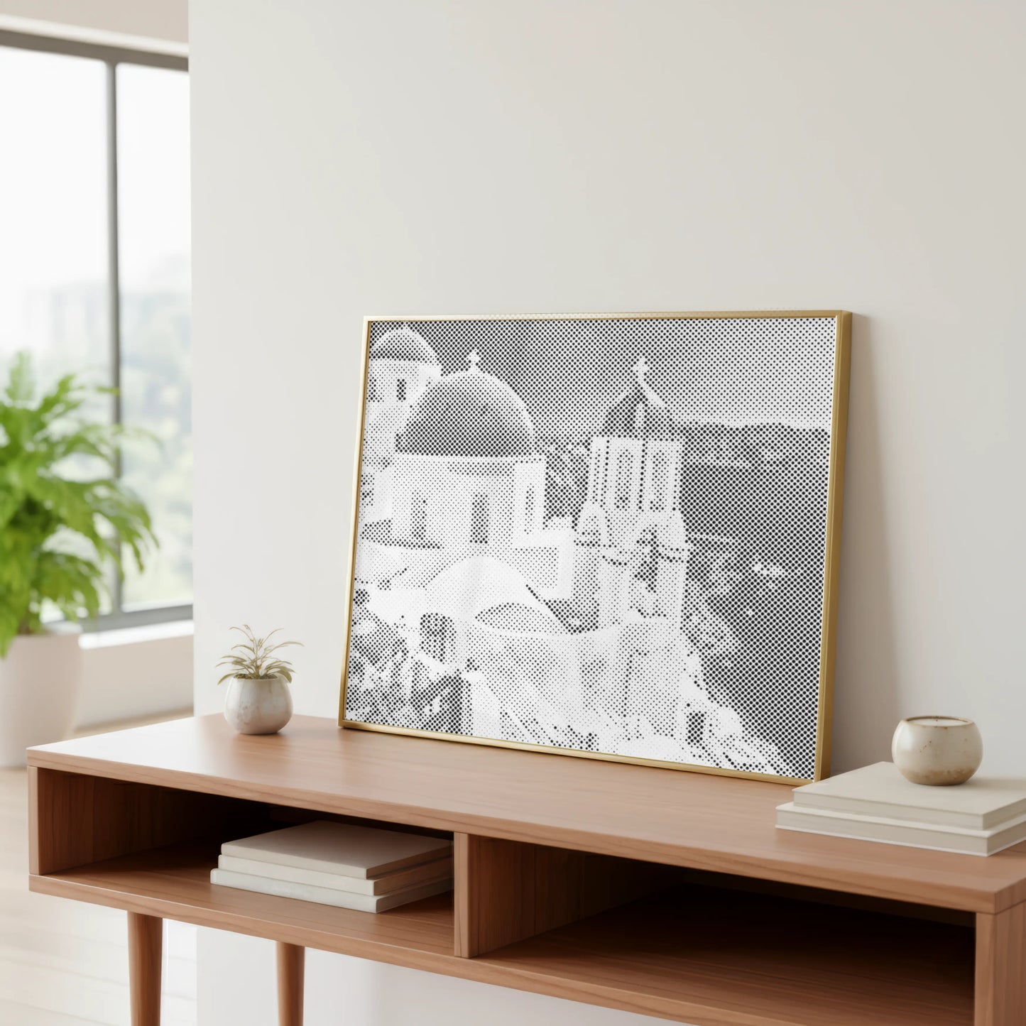 Santorini Domes aan Zee | Stippelschilderij Kit