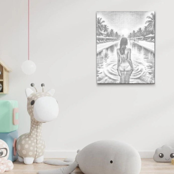 Dot Painting Sommerferien – Punktmalerei Motiv mit Strand, Sonne und Sommerstimmung