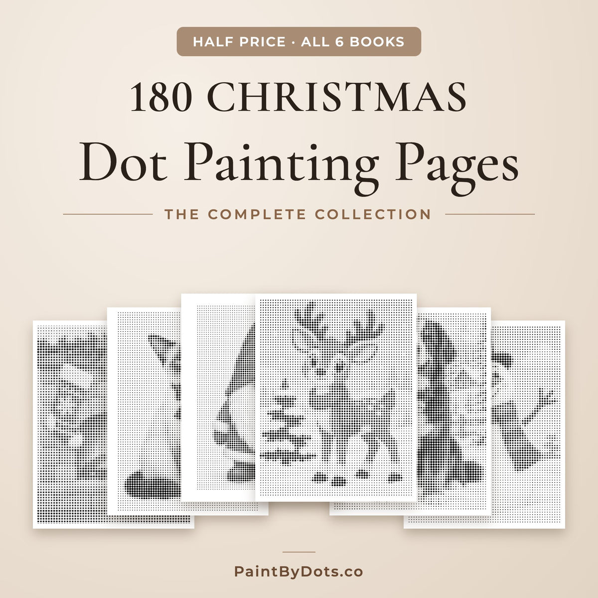 Complete Christmas Collection dot painting bundle with 180 printable pages from 6 books