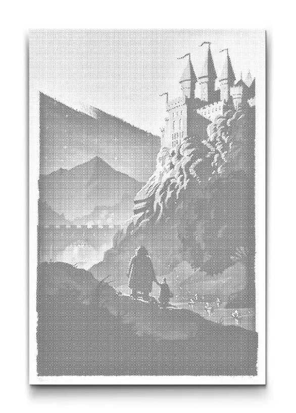 Harry Potter Uitzicht op Zweinstein | Stiptekening set als afgewerkt stippelschilderij kunstwerk