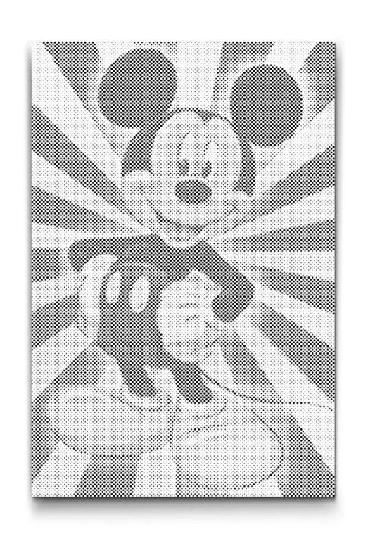 MICKY MAUS™ Dot Painting – klassische Pose mit Strahlen-Hintergrund