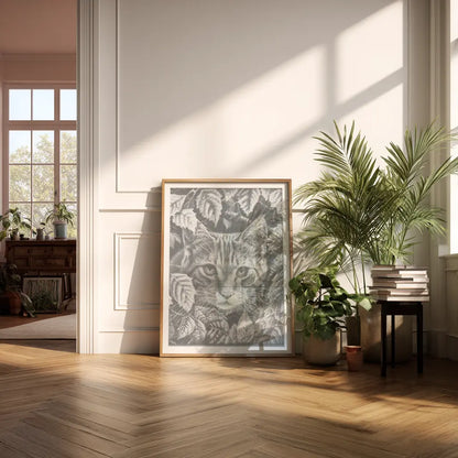 Kat spelend met bladeren | Stippelkunst Kit