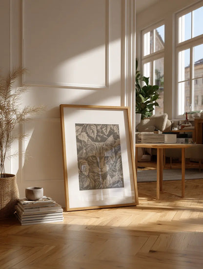 Kat spelend met bladeren | Stippelkunst Kit