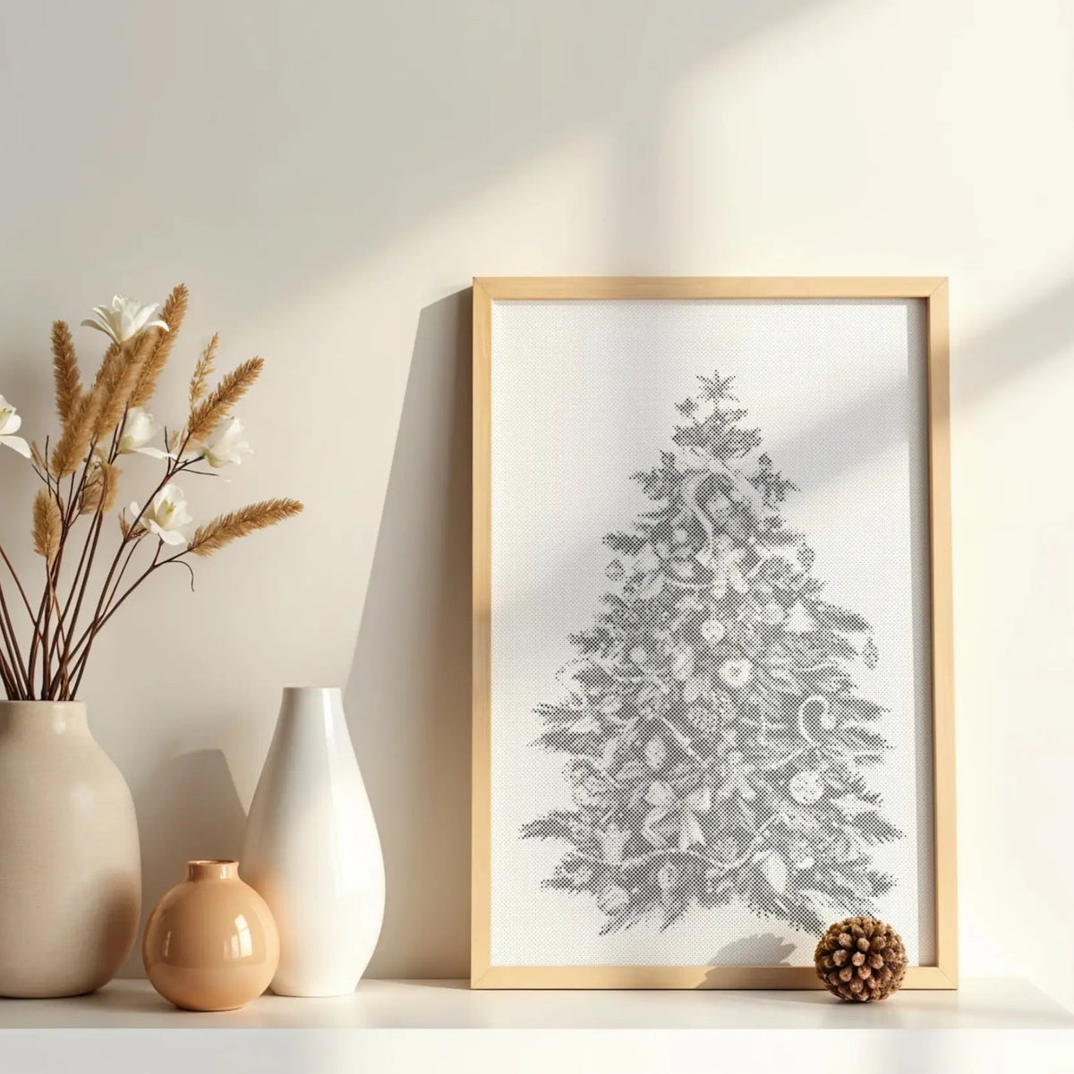 Kerstboom | Stippelschilderkit als afgewerkt stippelschilderij kunstwerk
