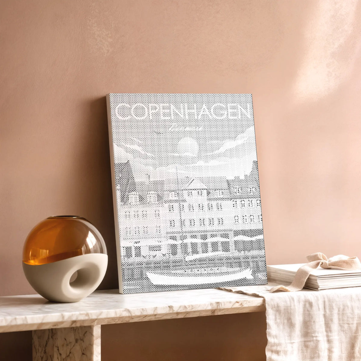 Kopenhagen Nyhavn | Stippenschilderkit als afgewerkt stippelschilderij kunstwerk