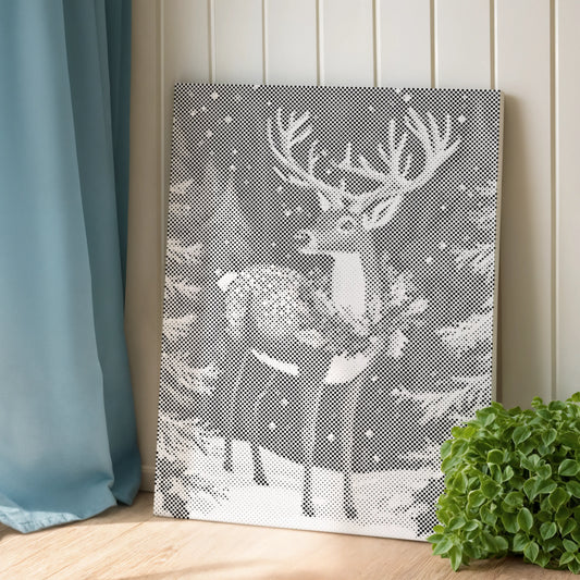 Hert in winterbos | Stippenschilderijpakket