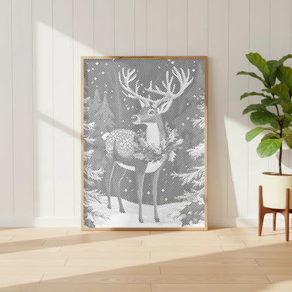 Hert in winterbos | Stippenschilderijpakket