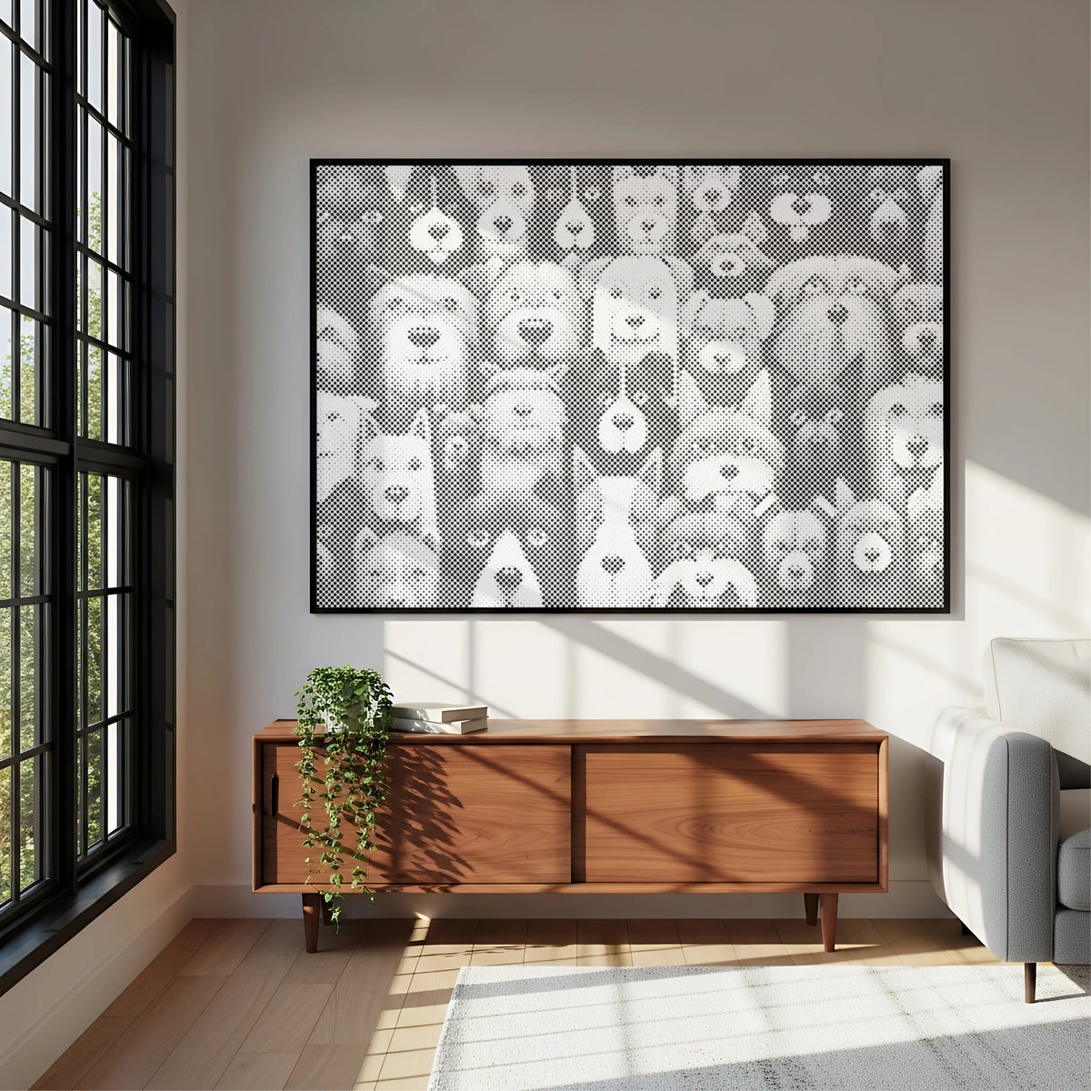 Honden Honden Honden | Schilderset stipkunst als afgewerkt stippelschilderij kunstwerk