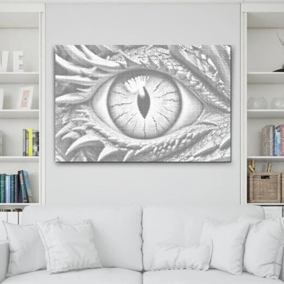 Drakenoog | Stip Schilderij Kit als afgewerkt stippelschilderij kunstwerk