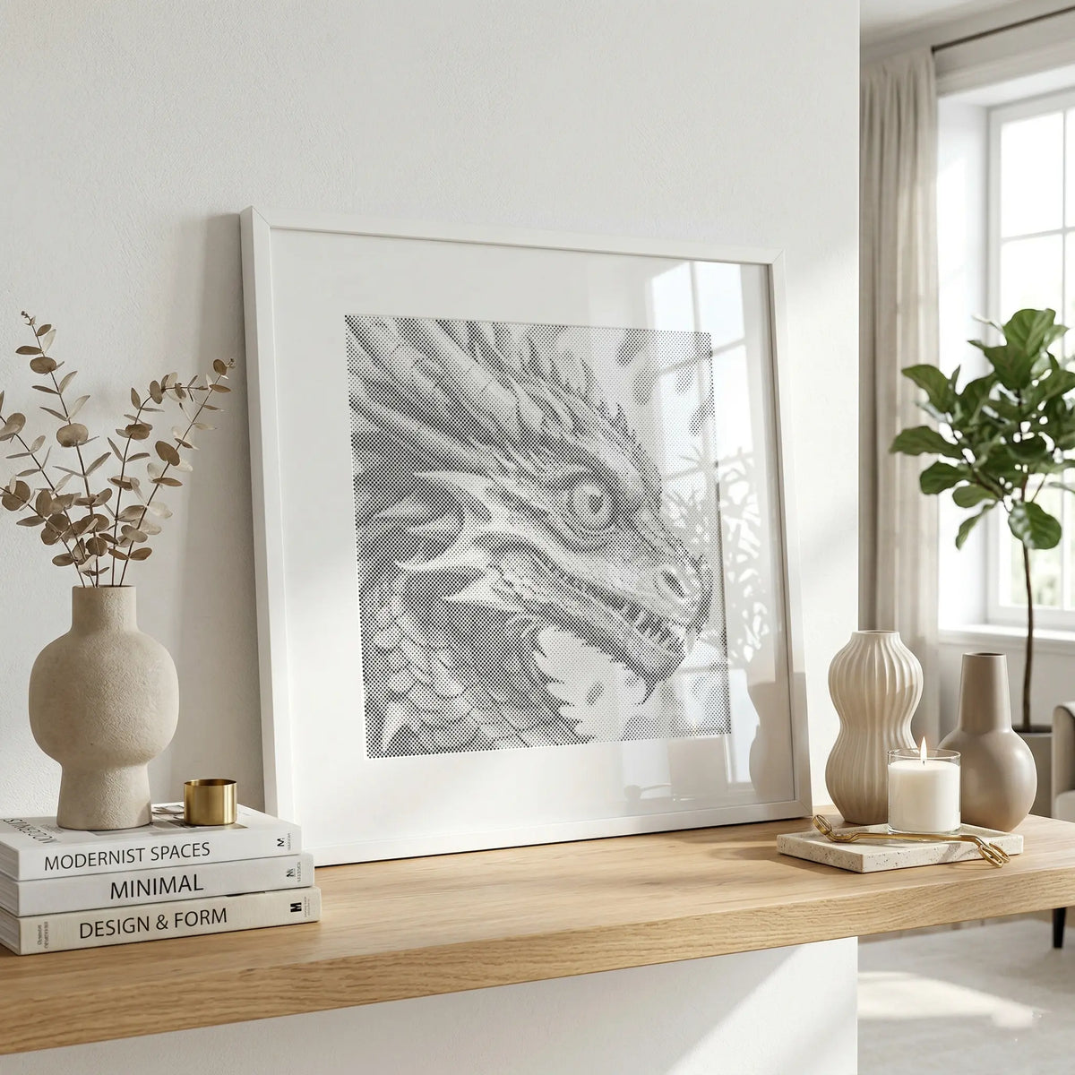 Draak | Stolper-Schilderijenset als afgewerkt stippelschilderij kunstwerk