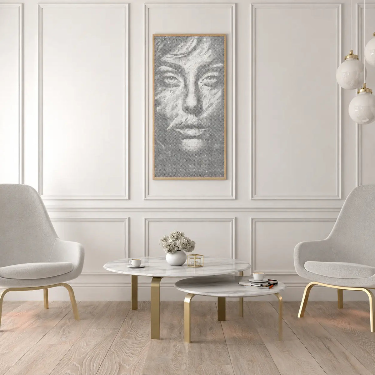 Gezicht van Stilte | Stipjesschilderij Kit als afgewerkt stippelschilderij kunstwerk