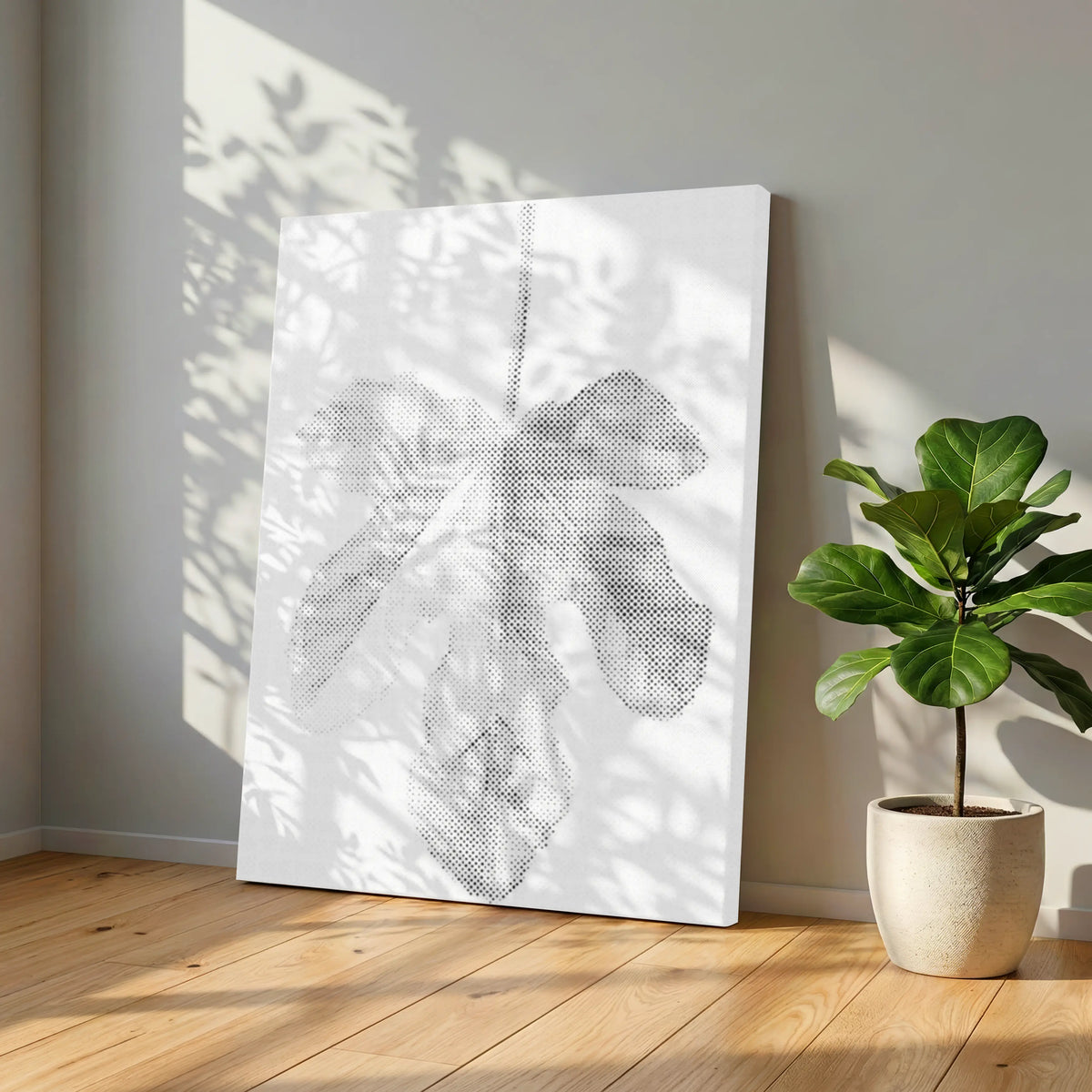 Vijgenblad | Stipverfset als afgewerkt stippelschilderij kunstwerk