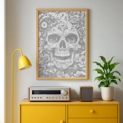 Bloemen Schedel | Stippelschilderij Kit
