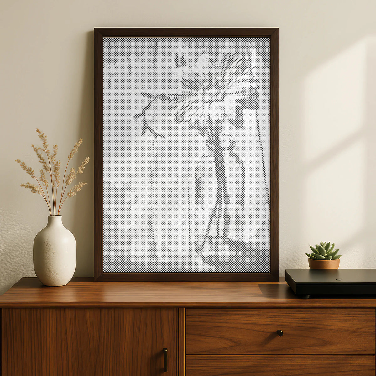 Bloem in Glas | Stippen Schilderen Pakket als afgewerkt stippelschilderij kunstwerk