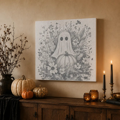 Spook met Pompoen en Bloemen Halloween | Stiptekening Kit
