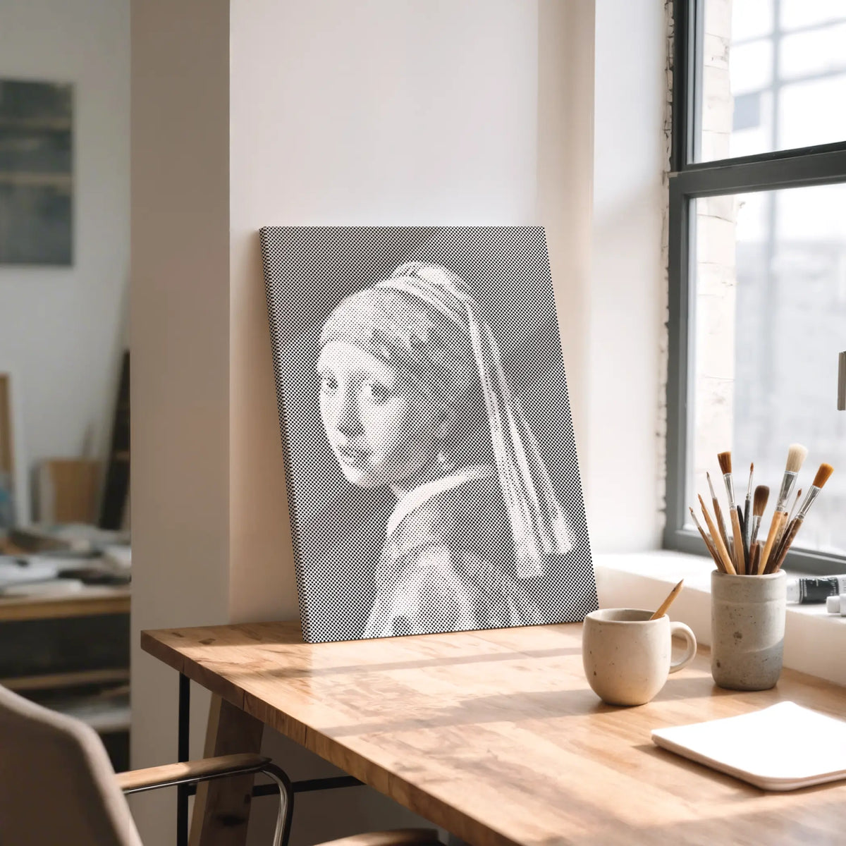 Meisje met de parel | Stippenschilderijpakket als afgewerkt stippelschilderij kunstwerk