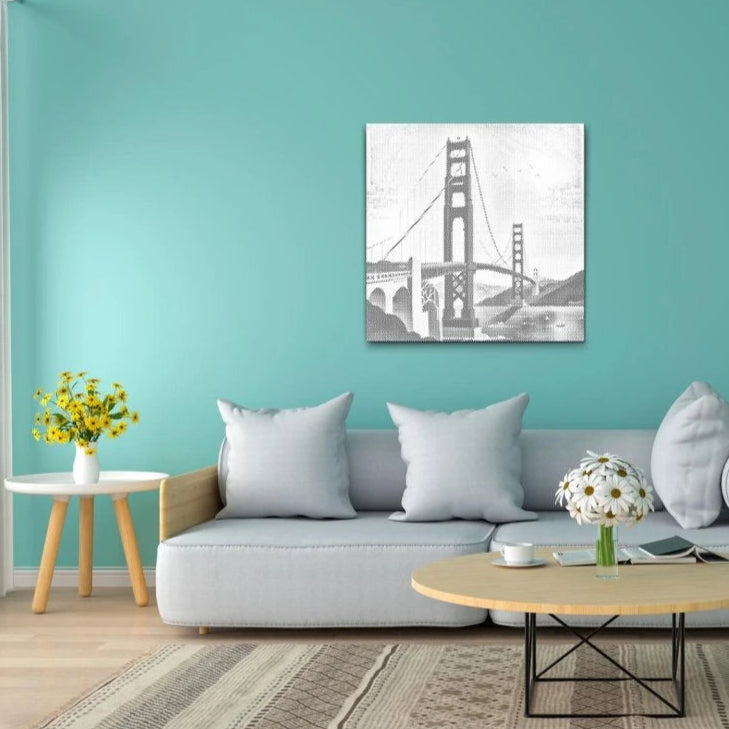Golden Gate Bridge | Stippelschilderij Kit als afgewerkt stippelschilderij kunstwerk