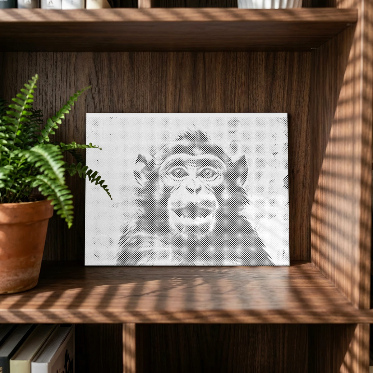 Happy Monkey | Stippenschilderijpakket als afgewerkt stippelschilderij kunstwerk