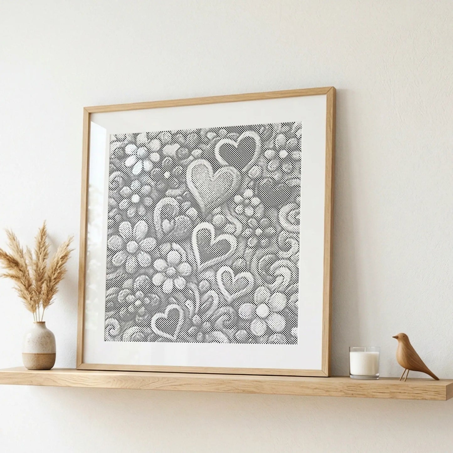 Harten en Bloemen Tekening | Stippelschilderij Kit