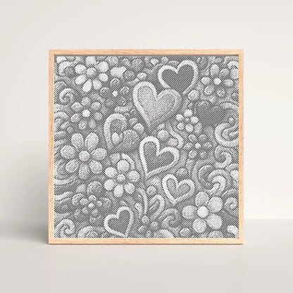 Harten en Bloemen Tekening | Stippelschilderij Kit
