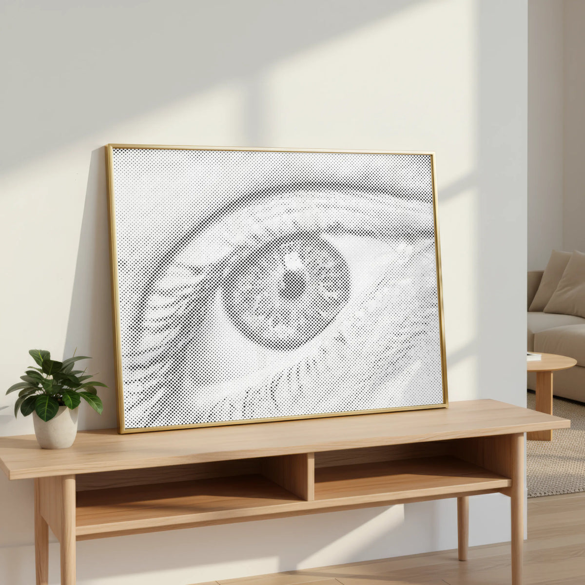 Menselijk oog | Stippenschilderijkit als afgewerkt stippelschilderij kunstwerk