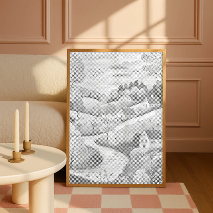 Idyllisch Landschap met Huizen | Stip Schilderen Kit