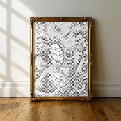 Jazz Zangeres Muurkunst | Stippelschilderij Kit