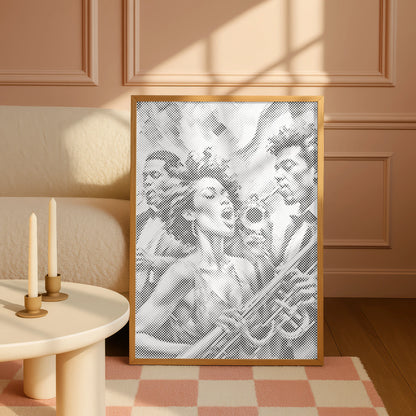 Jazz Zangeres Muurkunst | Stippelschilderij Kit
