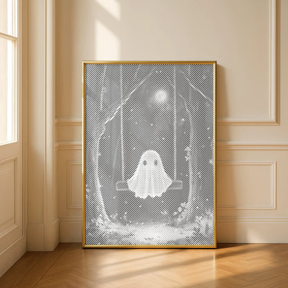 Klein Spookje op een Schommel | Dot Painting Kit