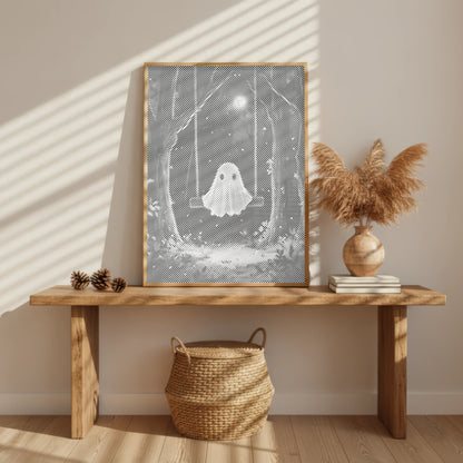 Klein Spookje op een Schommel | Dot Painting Kit