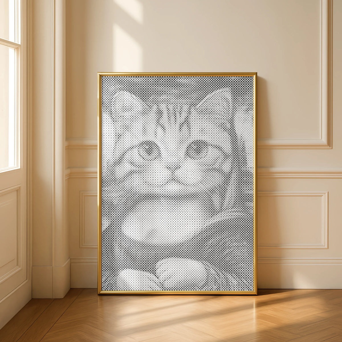 Mona Lisa Kat | Stippenschilderijpakket als afgewerkt stippelschilderij kunstwerk