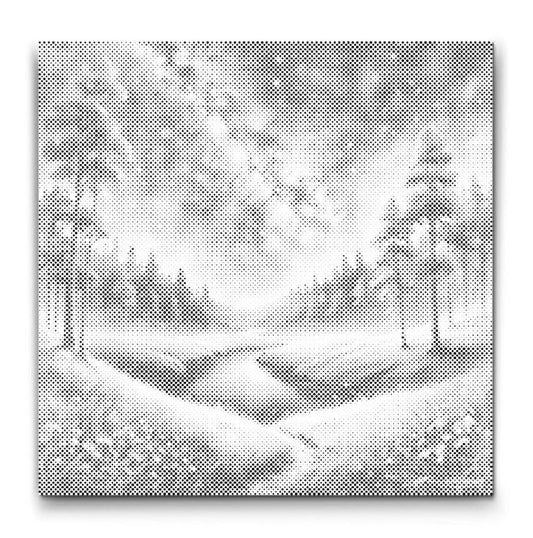 Dot Painting Nachtlandschaft – Punktmalerei Motiv mit nächtlicher Landschaft & Sternenhimmel
