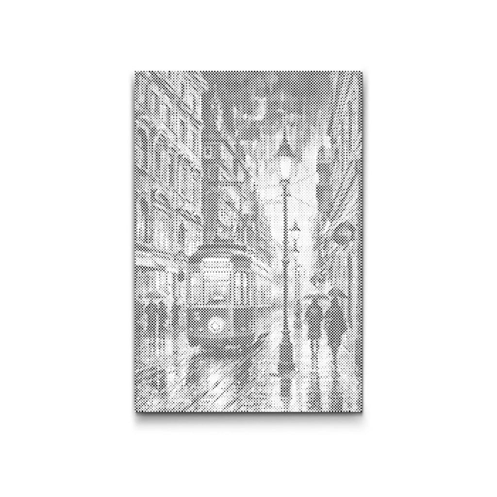 Dot Painting Nachttram im Regen – Punktmalerei Stadtmotiv mit Straßenbahn bei Nacht und Regen

