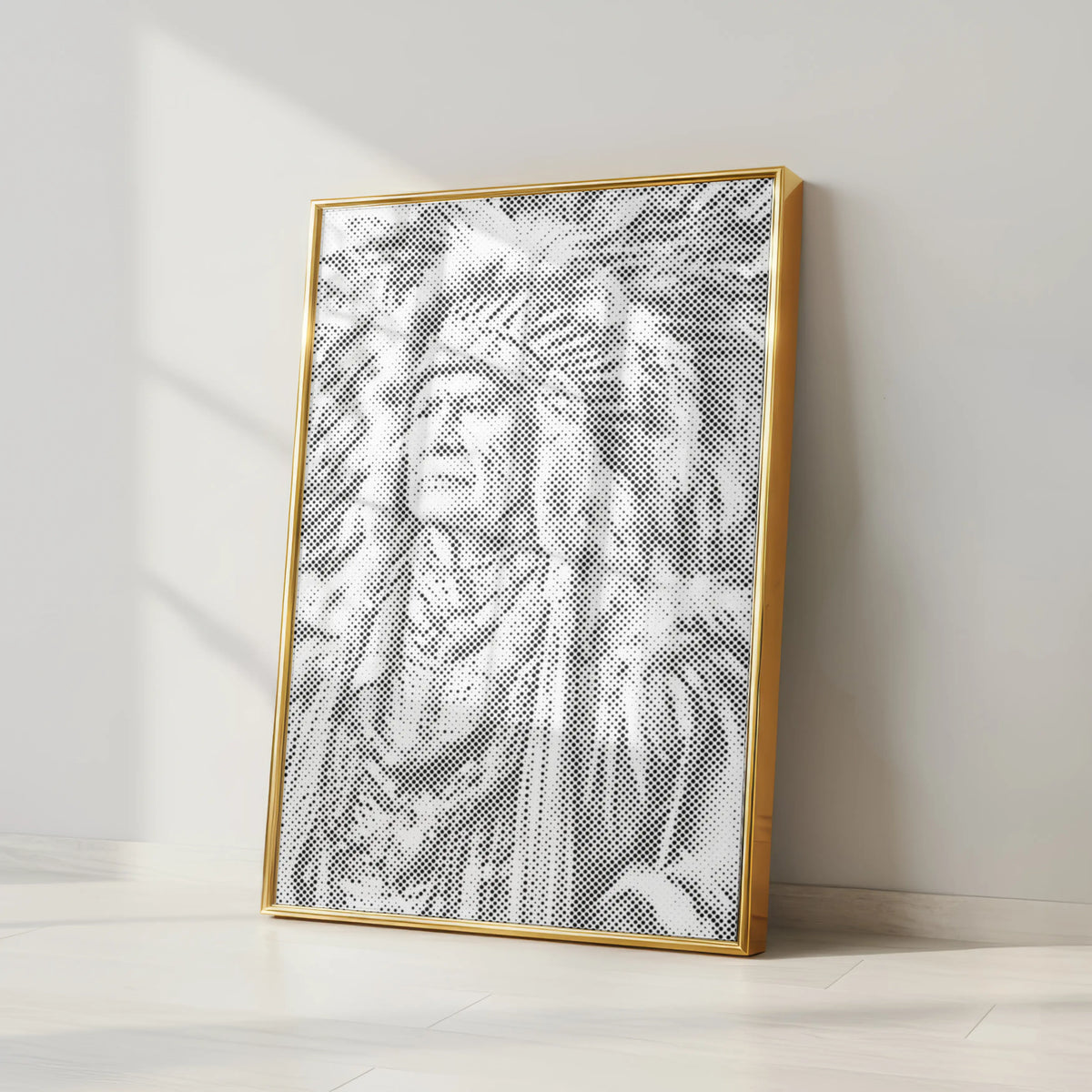Inheemse Amerikaanse Chief | Stip Schilderen Kit als afgewerkt stippelschilderij kunstwerk
