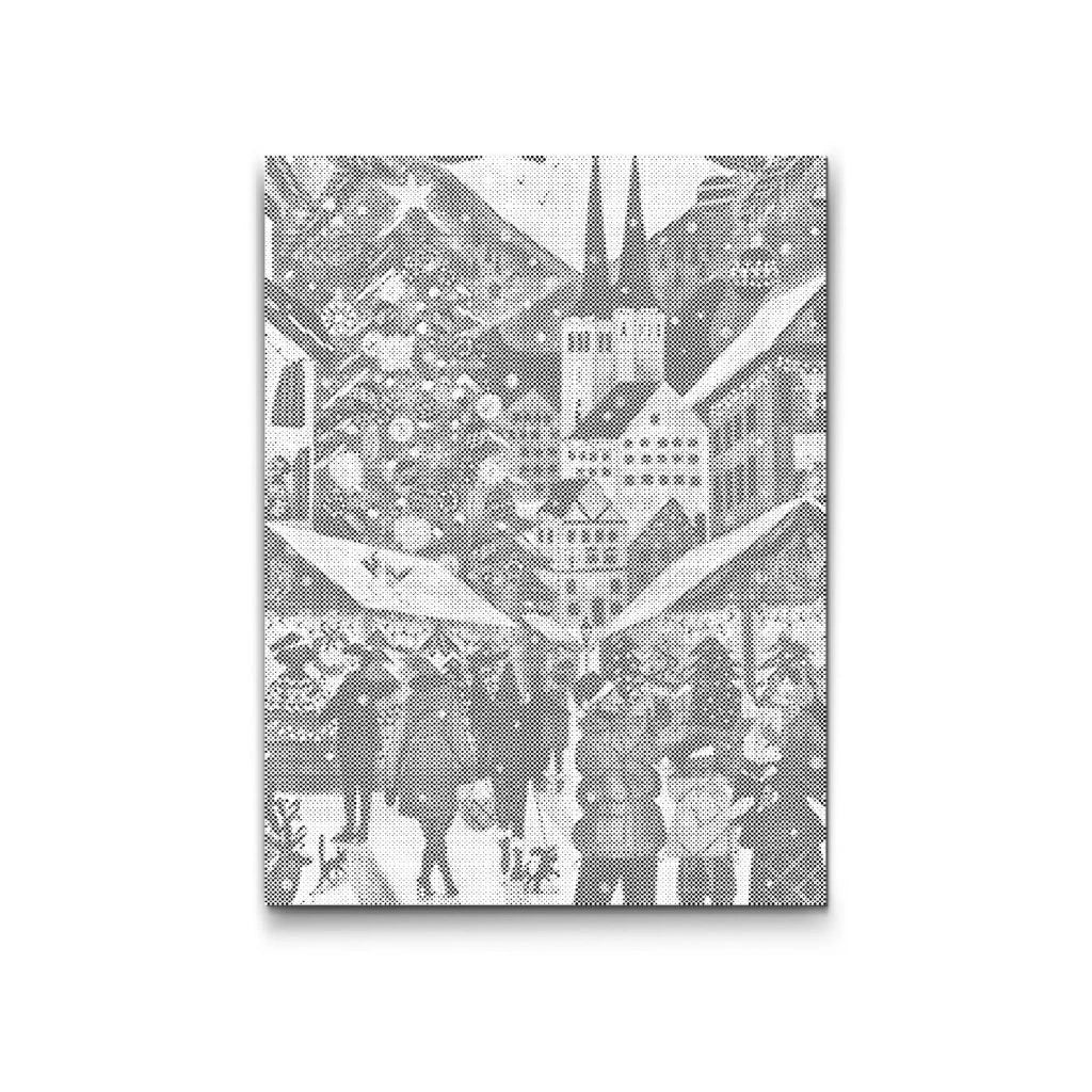 punktmalerei winterwald im schnee leinwand