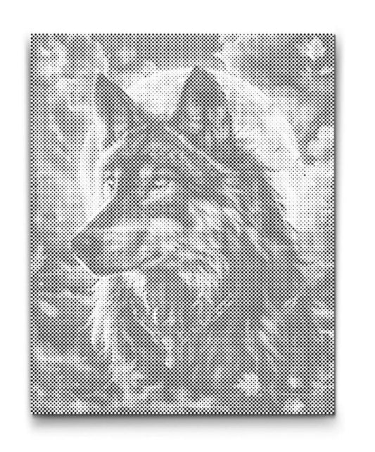Dot Painting eines Wolfs mit Vollmond – mystisches Tiermotiv in Punktmalerei
