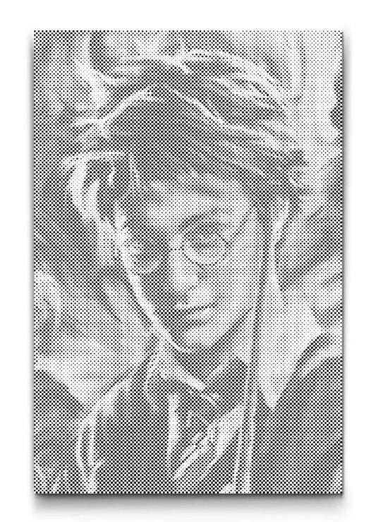 Harry Potter Wandbild im Punktmalerei Stil als modernes Dotpainting Poster für Wohnzimmer oder Büro