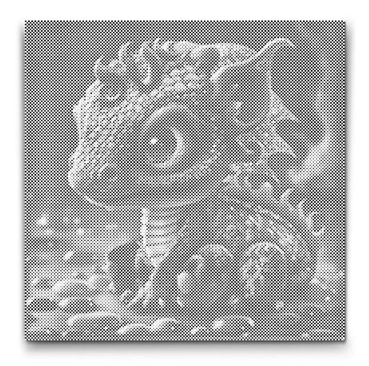 Niedliches Baby Drache Wandbild als Dot Painting Kunstwerk mit feiner Punktstruktur punktmalerei