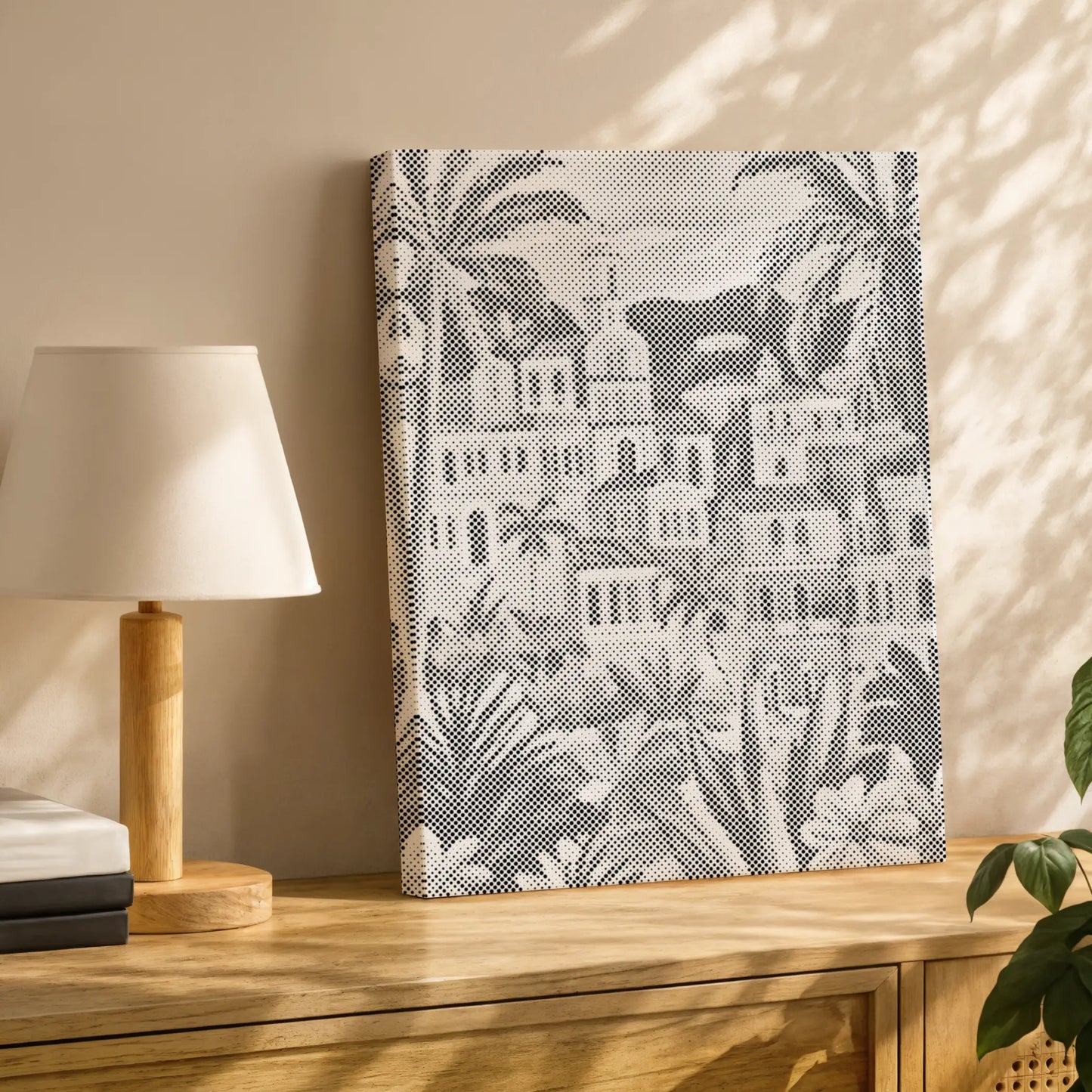 Mediterrane Palmstad | Stippelschilderset