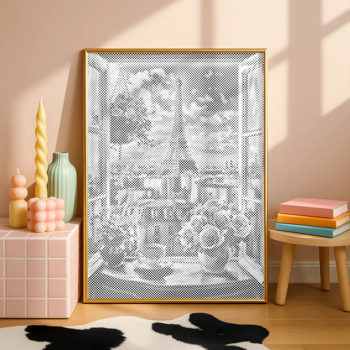 Parijs Raamzicht met Eiffeltoren | Dot Painting Kit als afgewerkt stippelschilderij kunstwerk