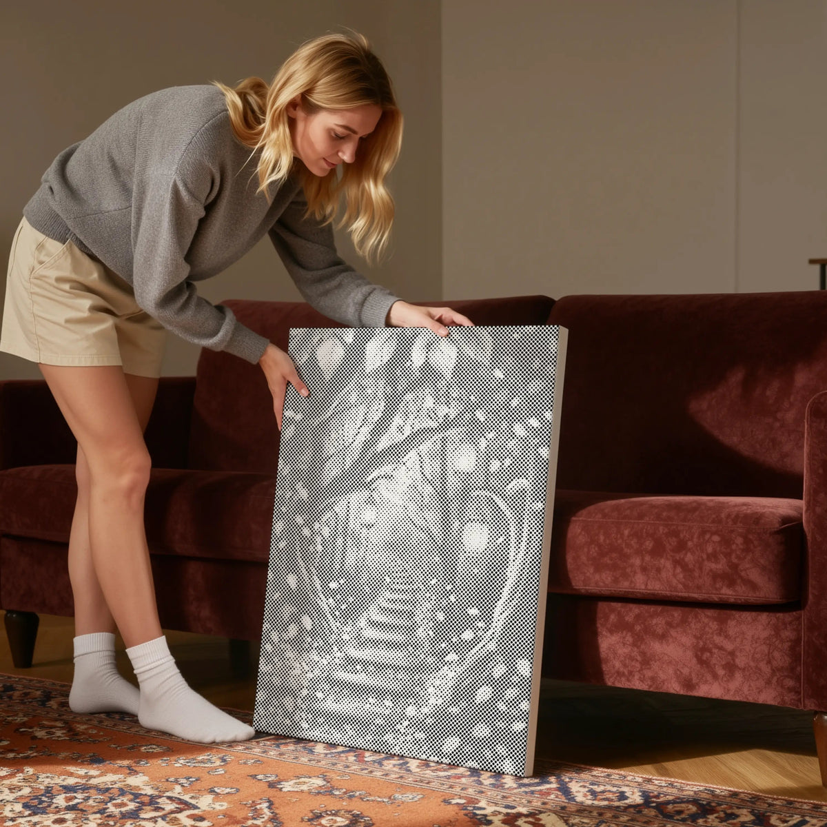 Pad van Licht in het Woud | Stip-schilderkit als afgewerkt stippelschilderij kunstwerk