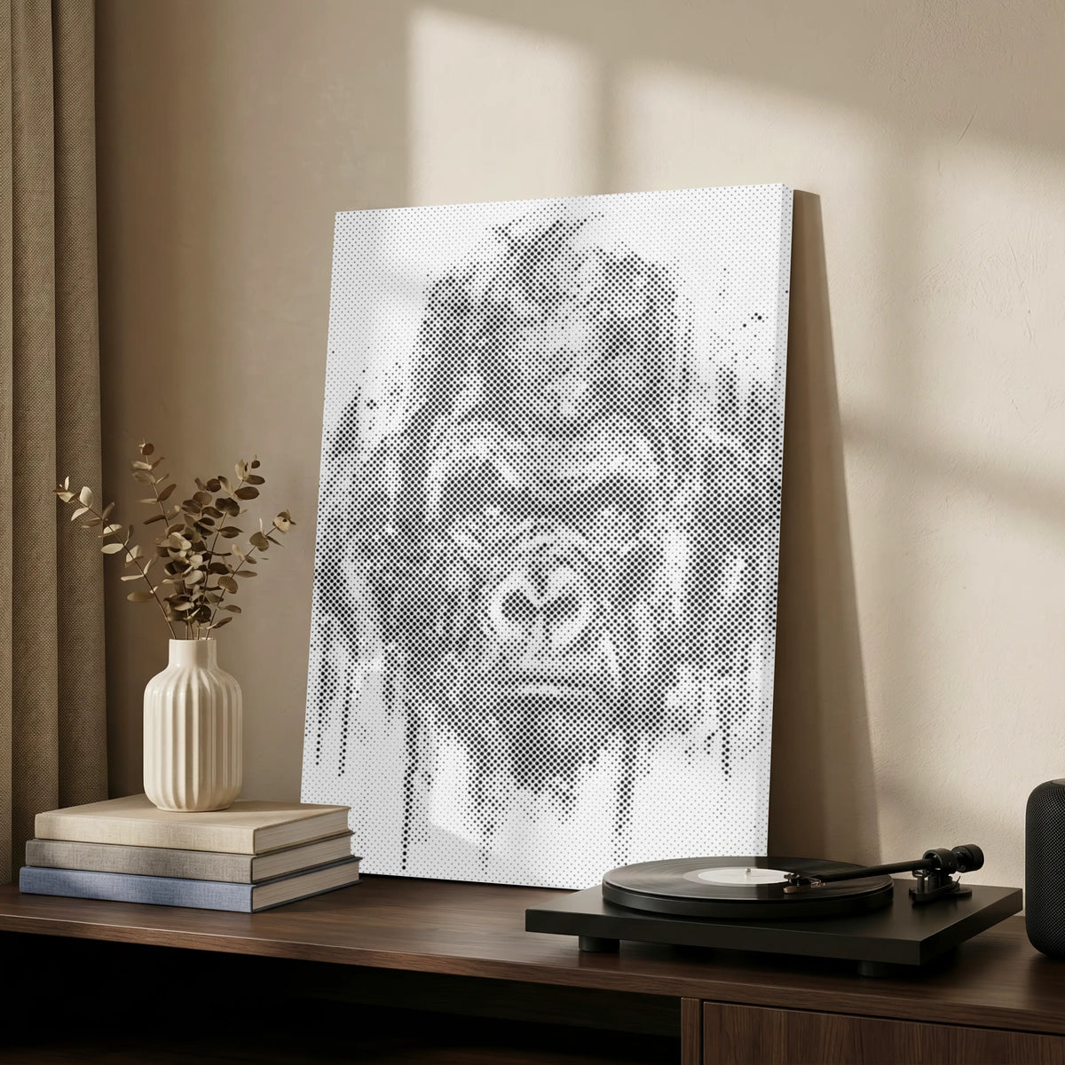 Wilde Blik Gorilla | Stippelschilderij Set als afgewerkt stippelschilderij kunstwerk