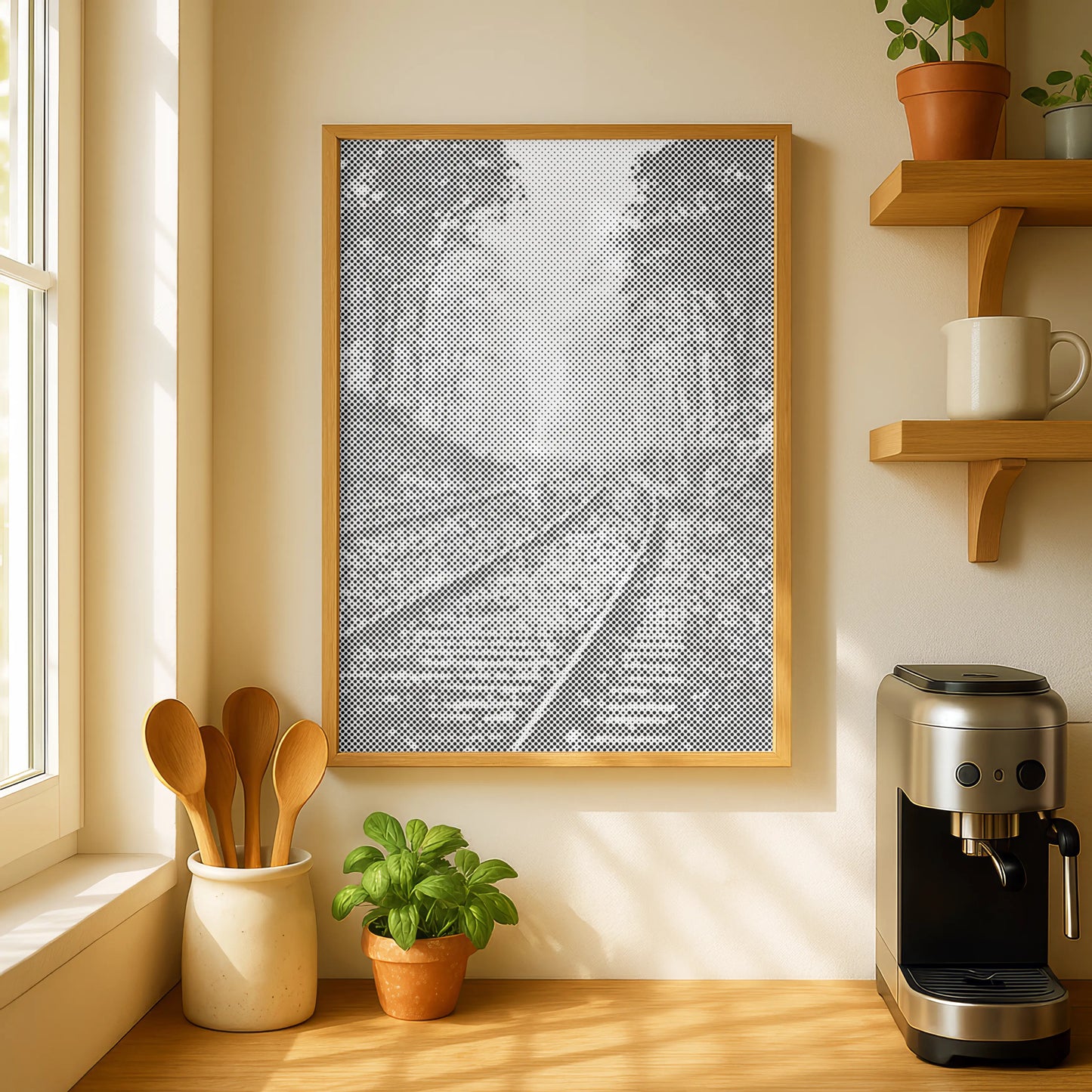 Spoorrails in een Mistig Bos | Stippenschilderijpakket