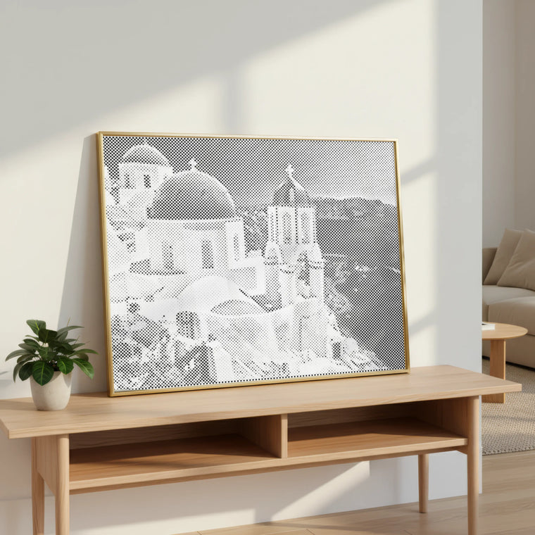 Santorini Domes aan Zee | Stippelschilderij Kit
