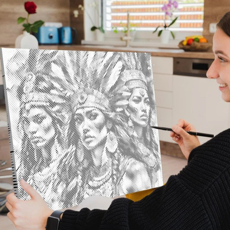 Dot Painting Schöne Frauen – Punktmalerei Motiv mit eleganter weiblicher Figur