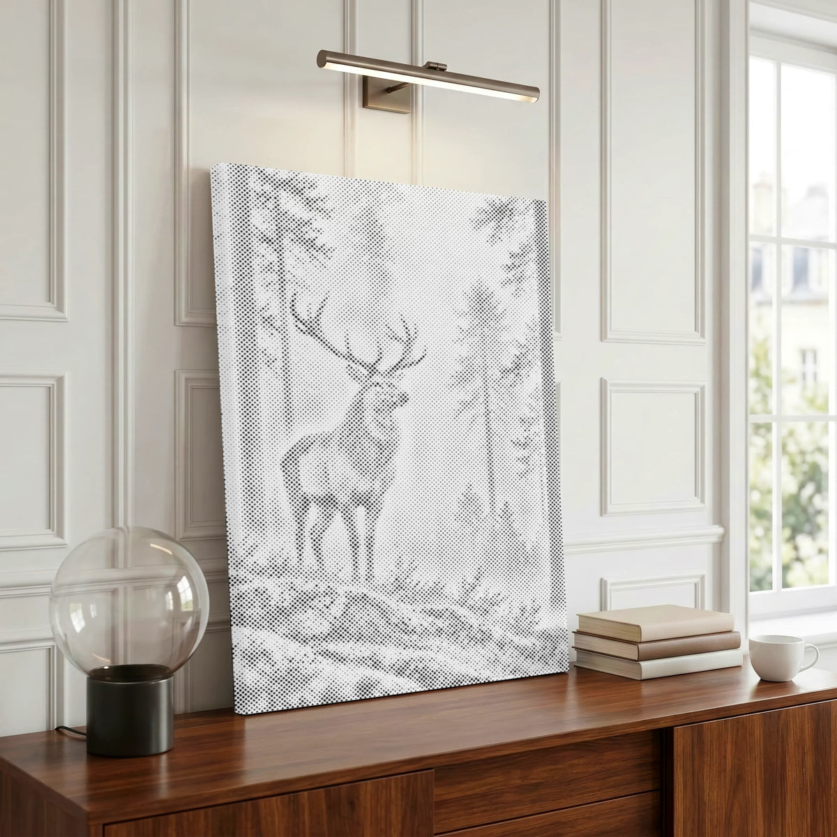 Het stille hert | Stippelschilderij als afgewerkt stippelschilderij kunstwerk
