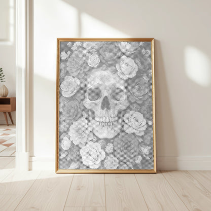 Doodshoofd in een Zee van Rozen | Dot Painting Kit