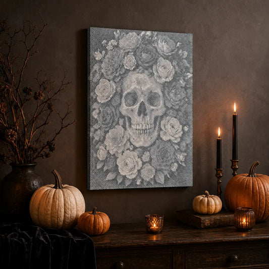 Doodshoofd in een Zee van Rozen | Dot Painting Kit